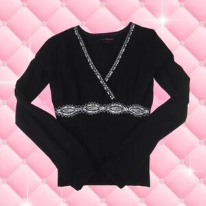 Y2k 2000s sequin long sleeve black top 🐼